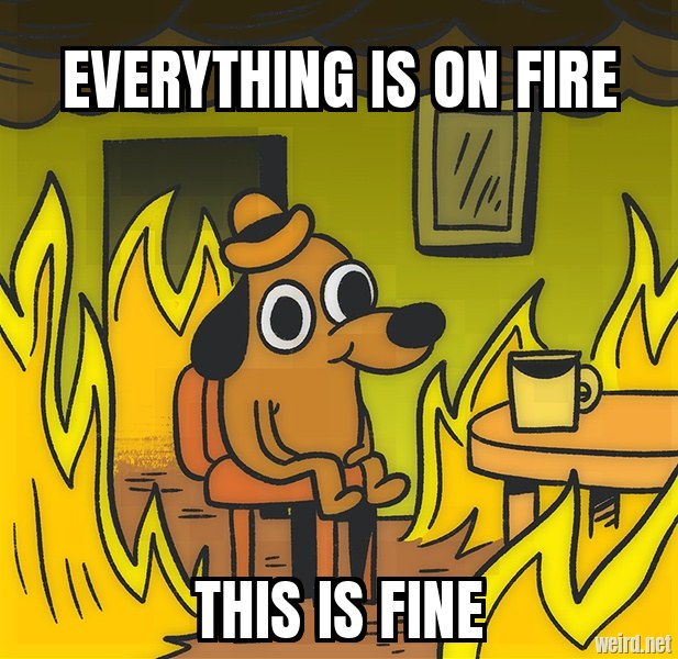 everything is on fire / this is fine